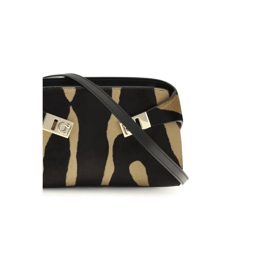 Sac à bandoulière Ferragamo marron en poils de veau
