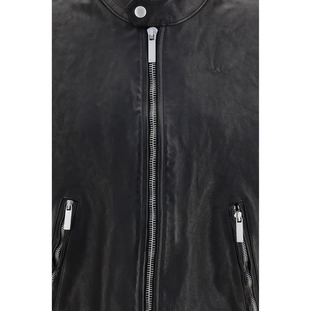 Gucci Black Buffalo Leather Bomber