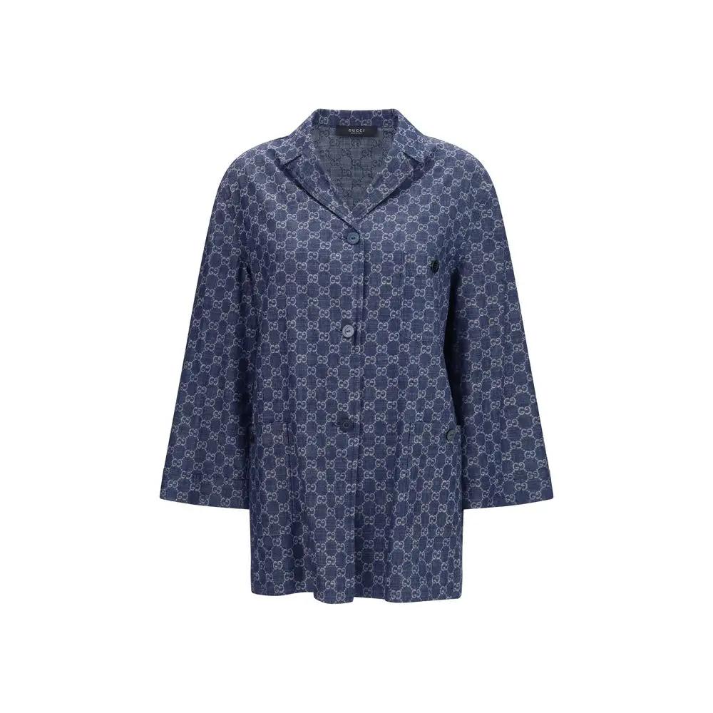 Veste longue Gucci en coton bleu