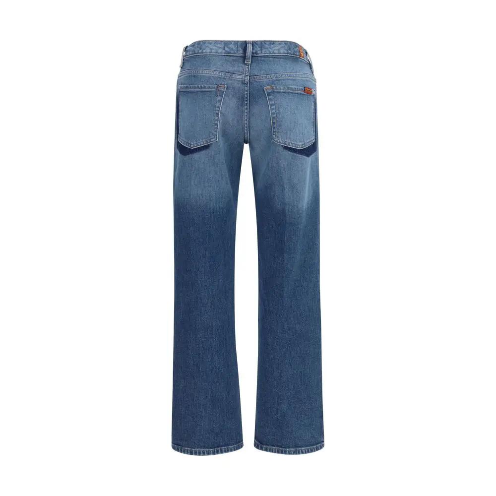 7FOR Blue Cotton Straight-Leg Jeans
