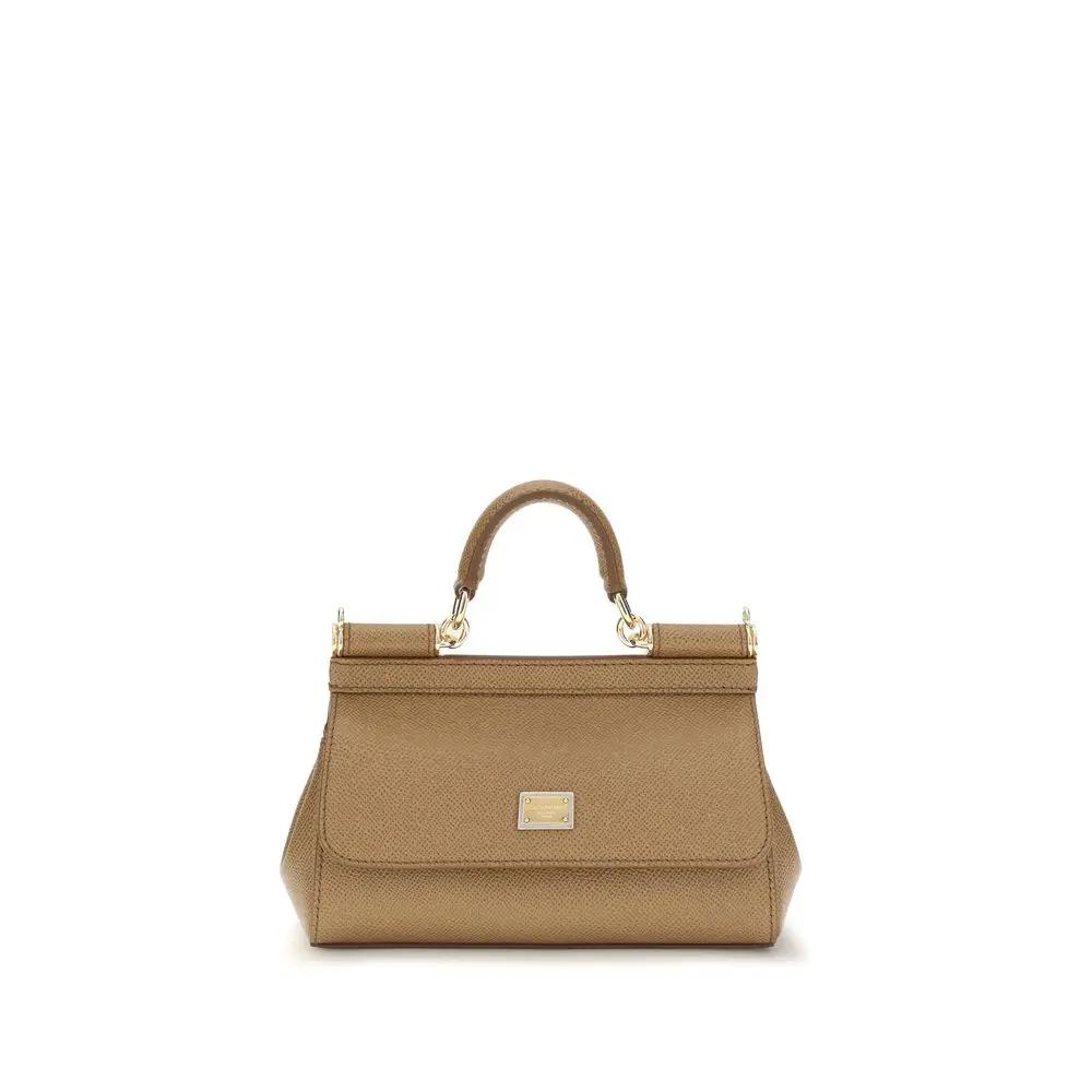 Sac à main Dolce & Gabbana en cuir de veau beige Bos Taurus