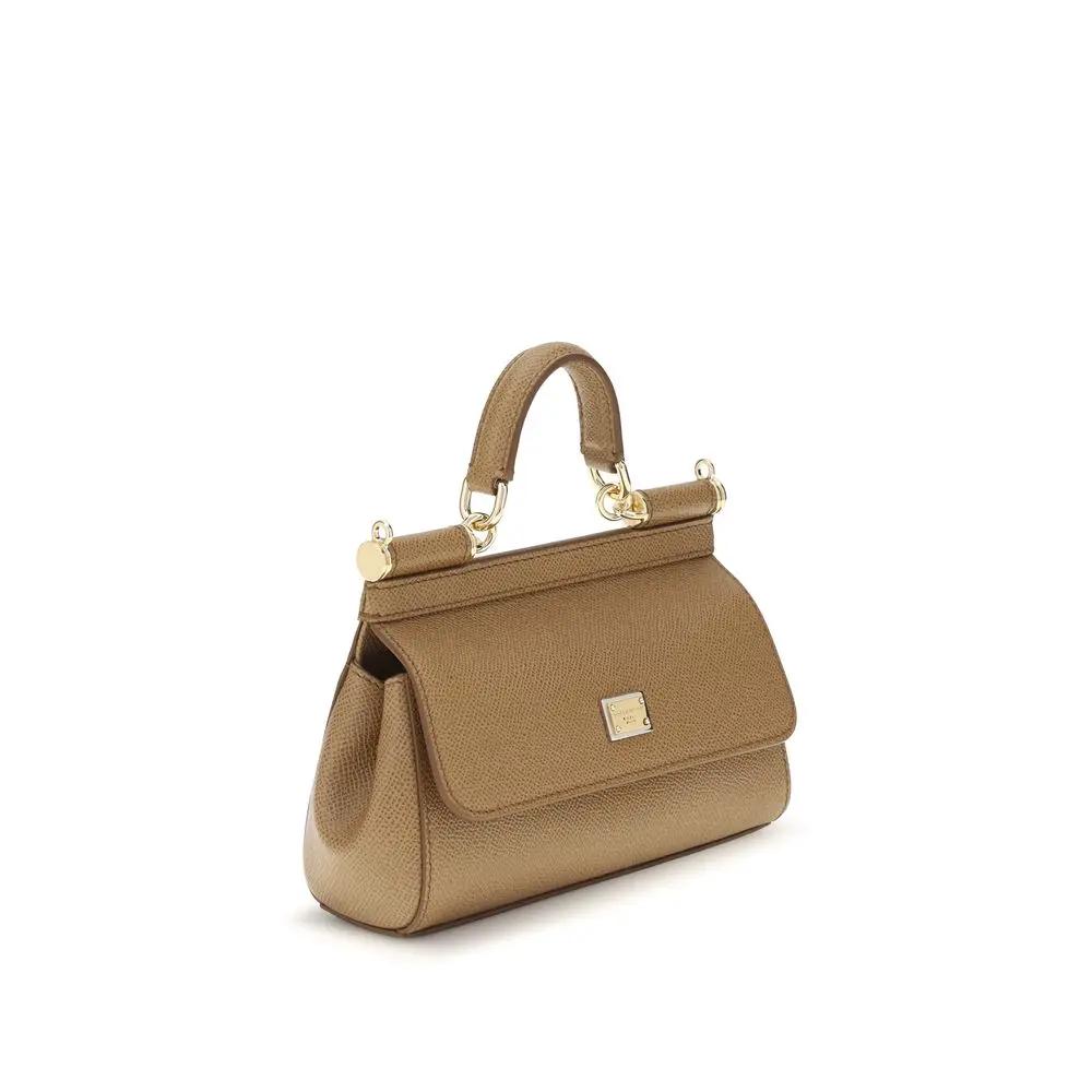 Sac à main Dolce & Gabbana en cuir de veau beige Bos Taurus