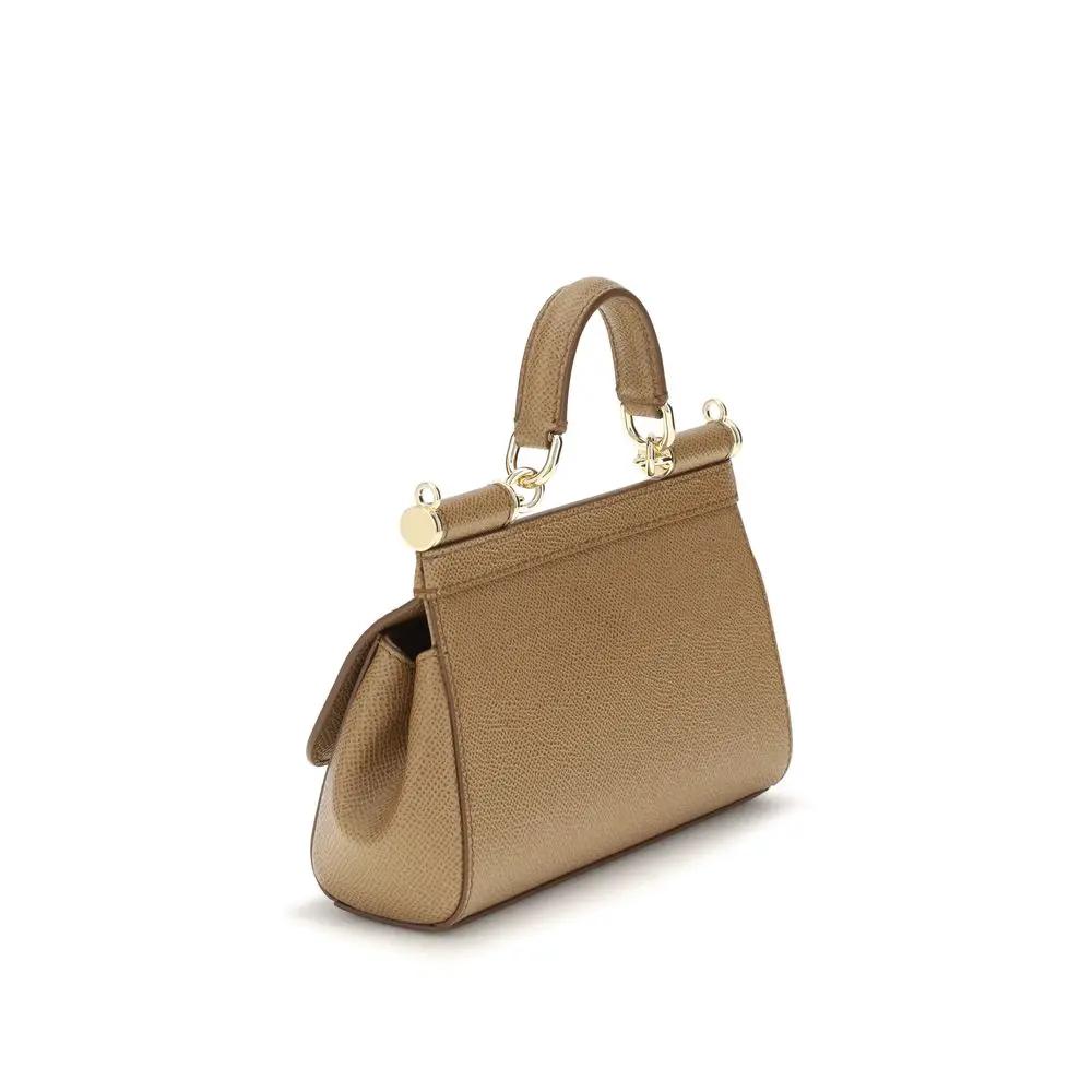 Sac à main Dolce & Gabbana en cuir de veau beige Bos Taurus