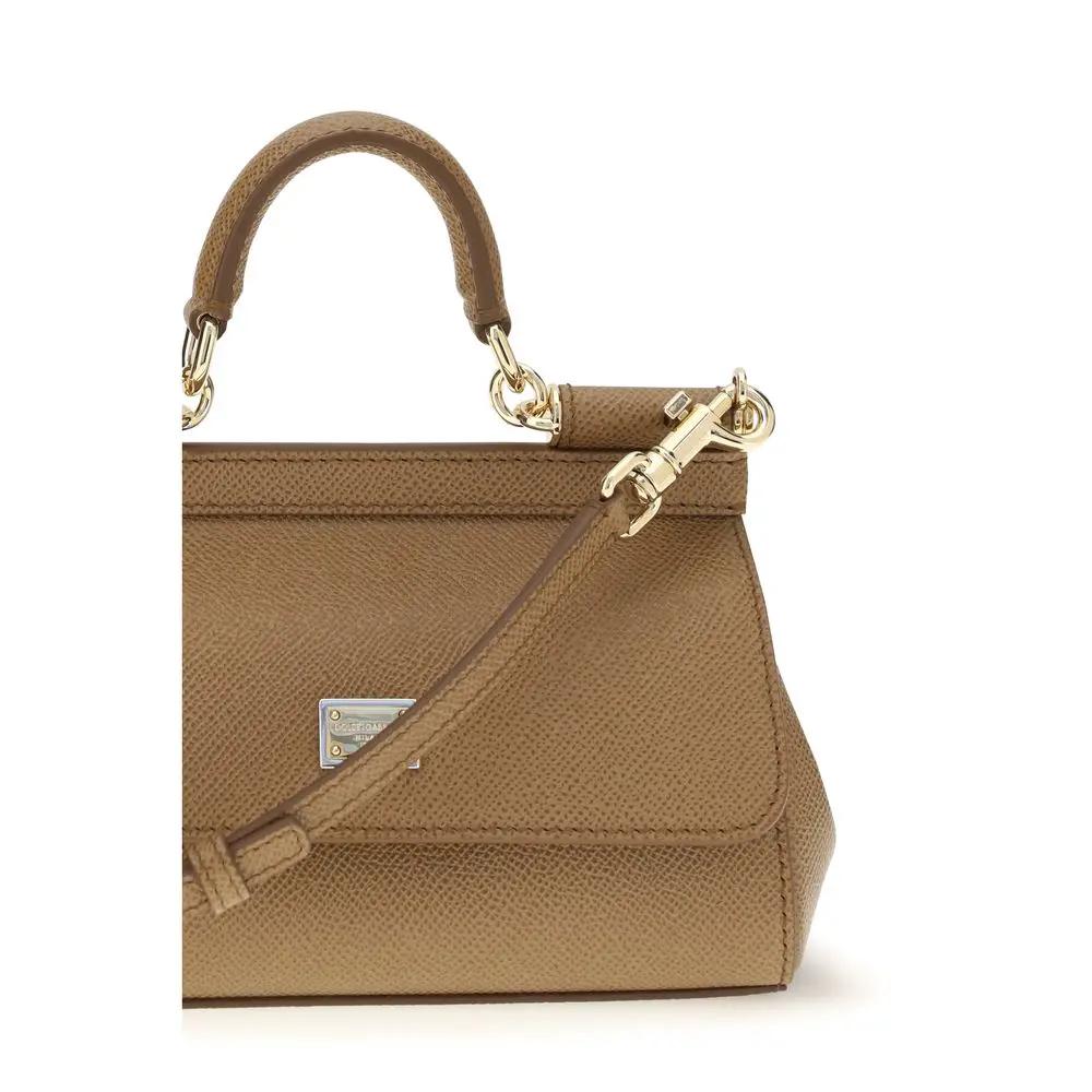 Sac à main Dolce & Gabbana en cuir de veau beige Bos Taurus