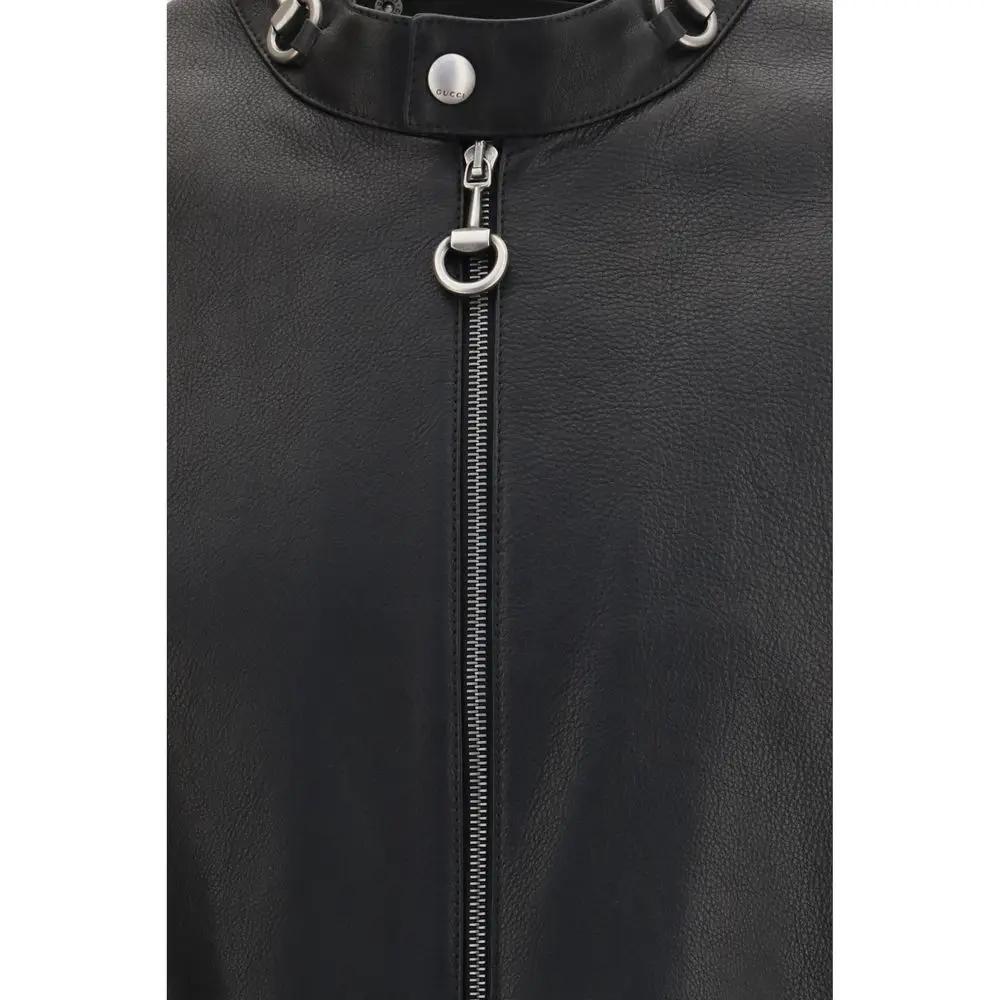 Gucci Black Calf Leather Bos Taurus Biker Jacket