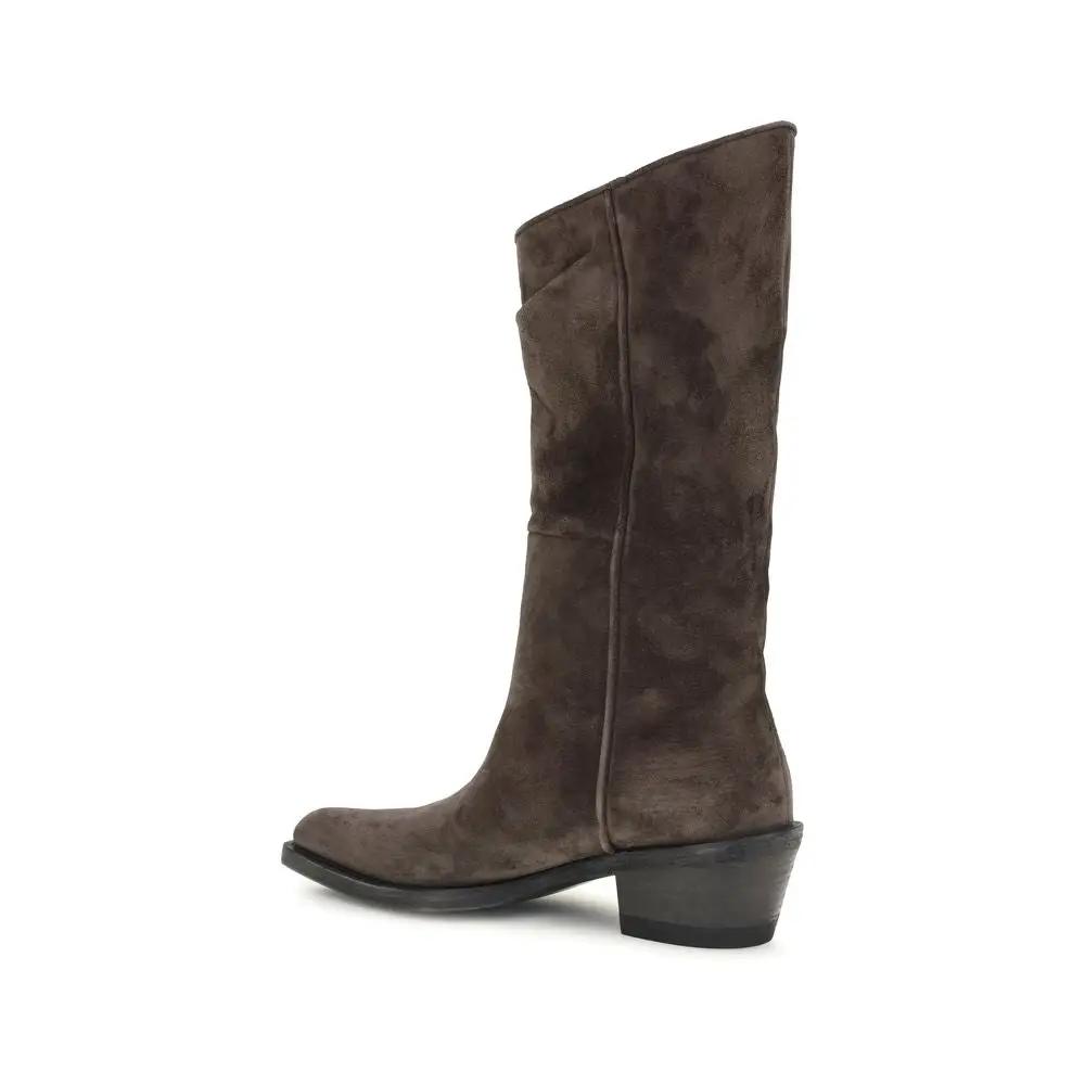 Khaite Brown Leather Ankle Boots