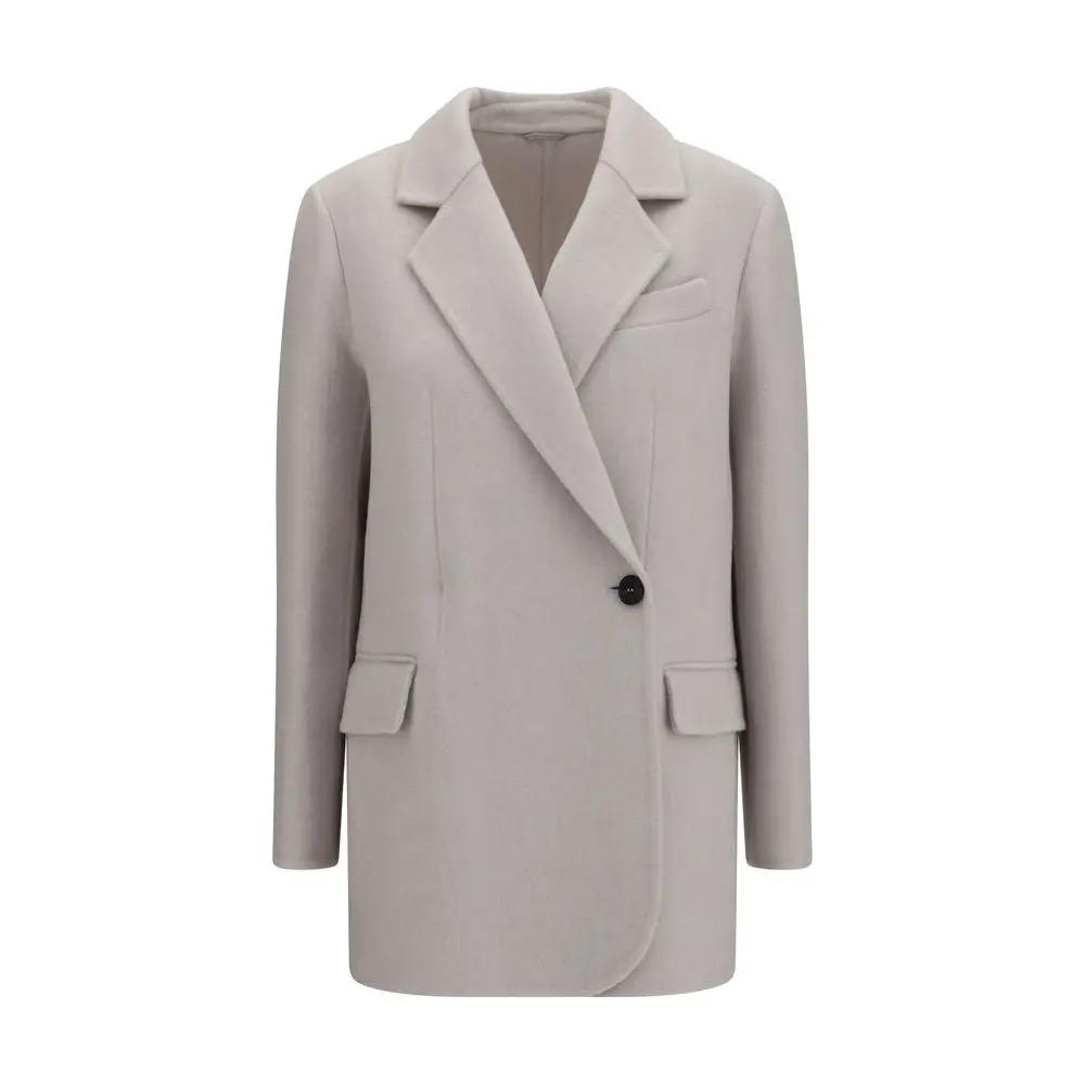 Brunello Cucinelli Brunello Cucinelli White Wool Oves Aries Full-Length Jacket