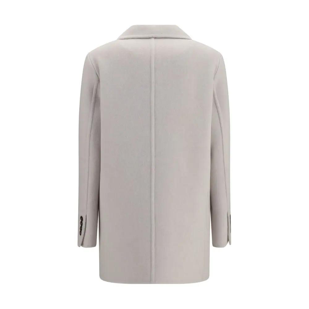 Brunello Cucinelli Brunello Cucinelli White Wool Oves Aries Full-Length Jacket