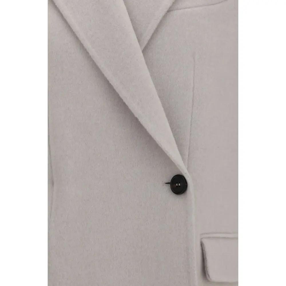 Brunello Cucinelli Brunello Cucinelli White Wool Oves Aries Full-Length Jacket