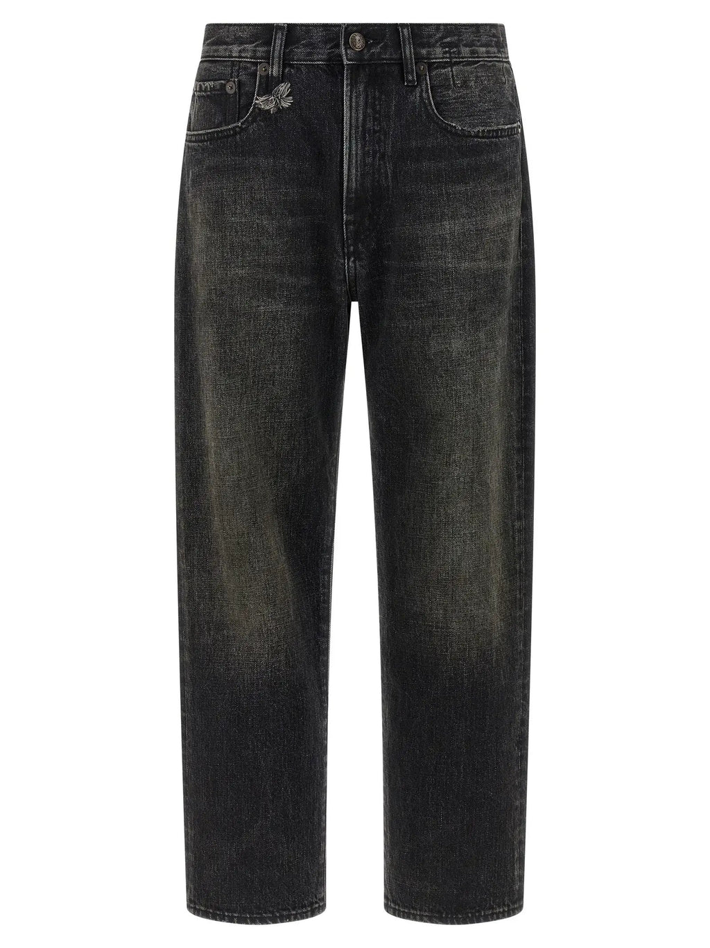 R13 Black Cotton Straight-Leg Jeans