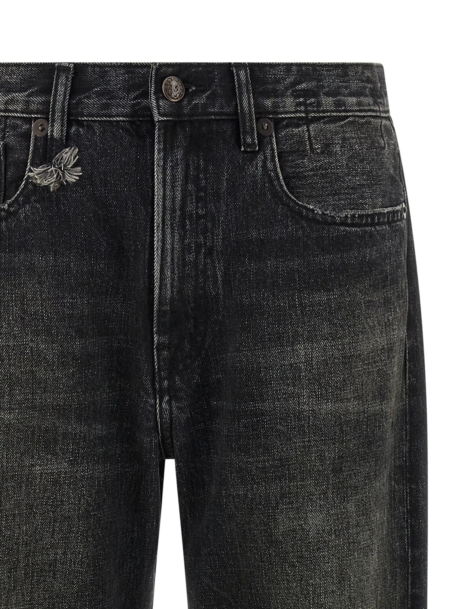 R13 Black Cotton Straight-Leg Jeans