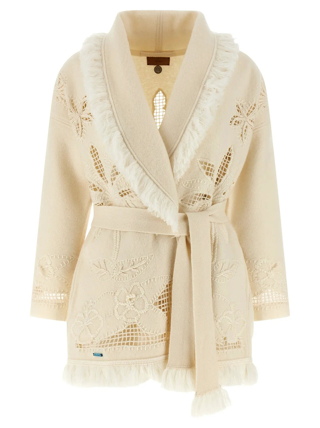 Alanui White Virgin Wool Cardigan