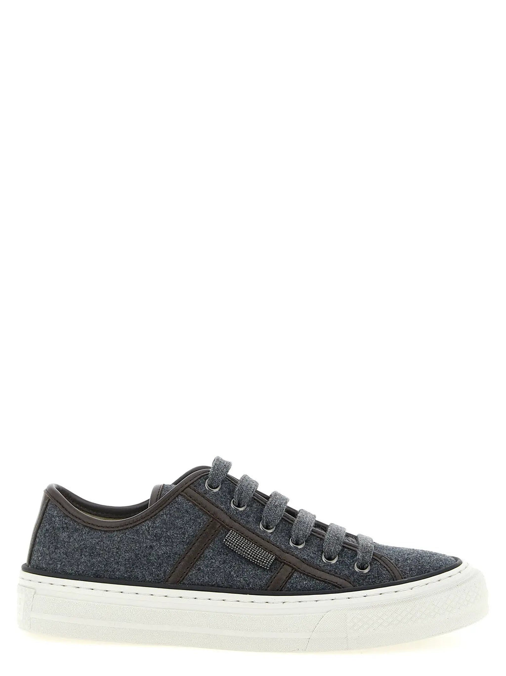 Brunello Cucinelli Gray Virgin Wool Low Top Sneakers