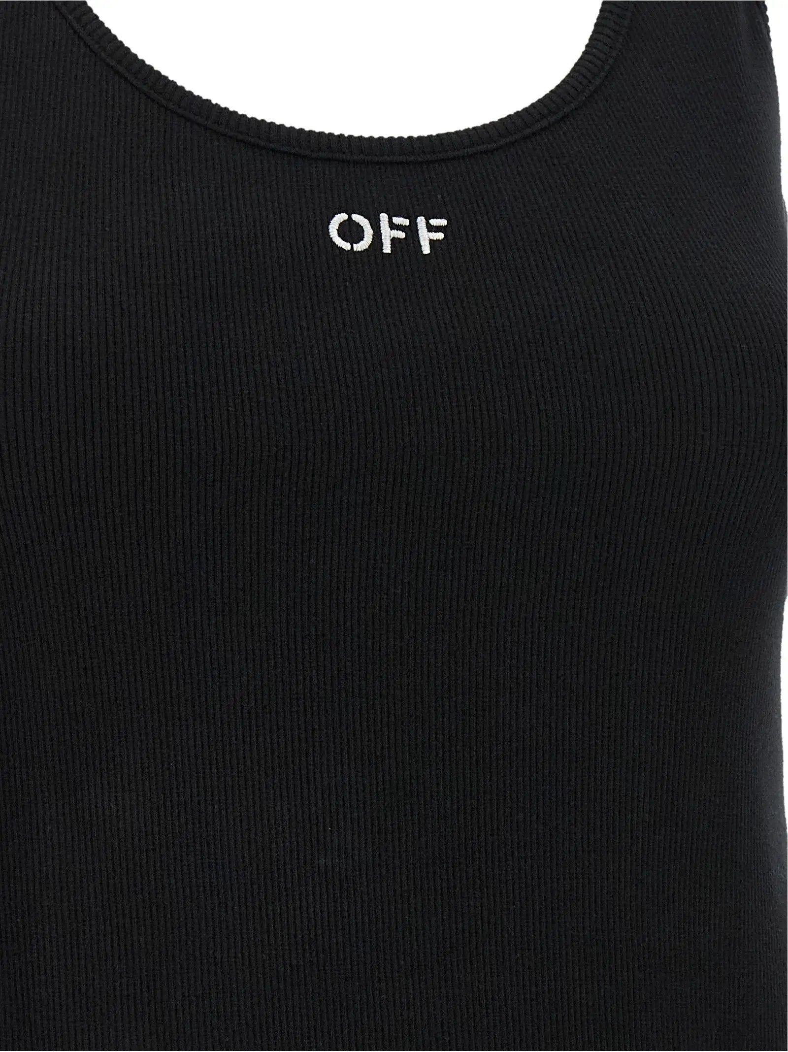 Off-White Black Cotton Tank Tops