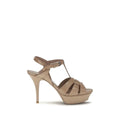 Saint Laurent Saint Laurent Beige Calf Leather Bos Taurus Stiletto Heel Sandals