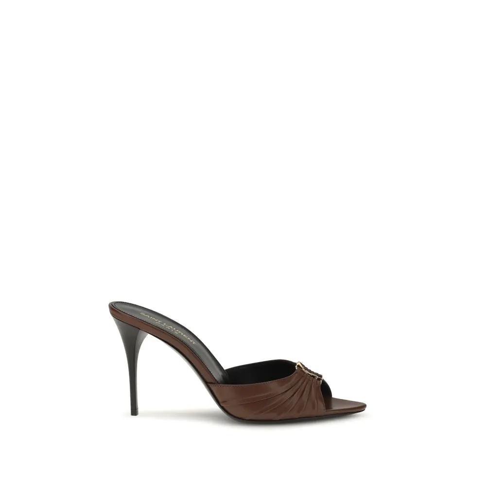 Saint Laurent Saint Laurent Brown Calf Leather Bos Taurus Mules
