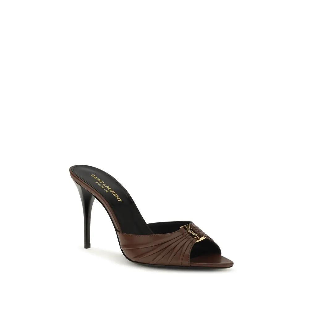 Saint Laurent Saint Laurent Brown Calf Leather Bos Taurus Mules