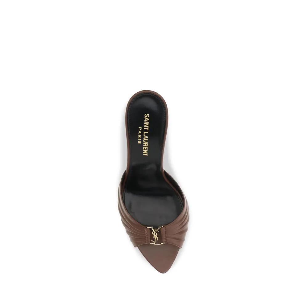 Saint Laurent Saint Laurent Brown Calf Leather Bos Taurus Mules