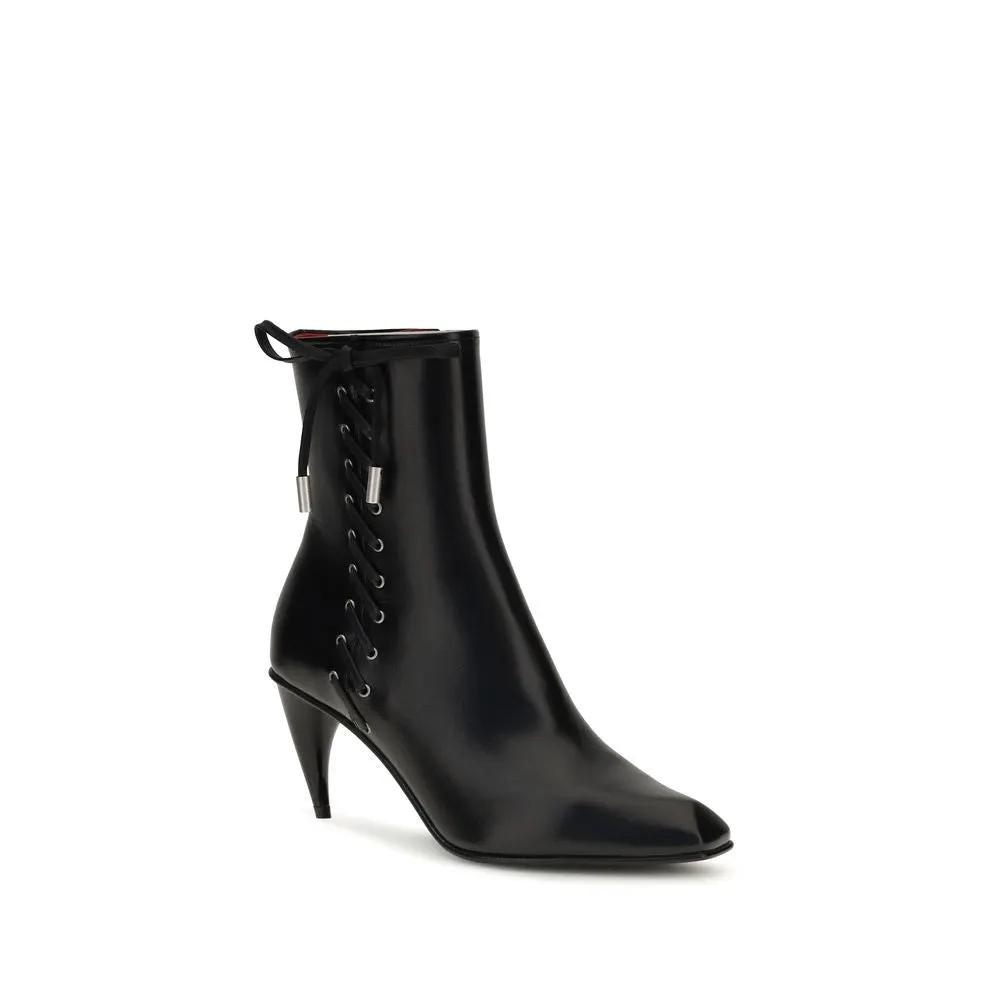 Alexander McQueen Alexander McQueen Black Calf Leather Bos Taurus Lace-Up Boots