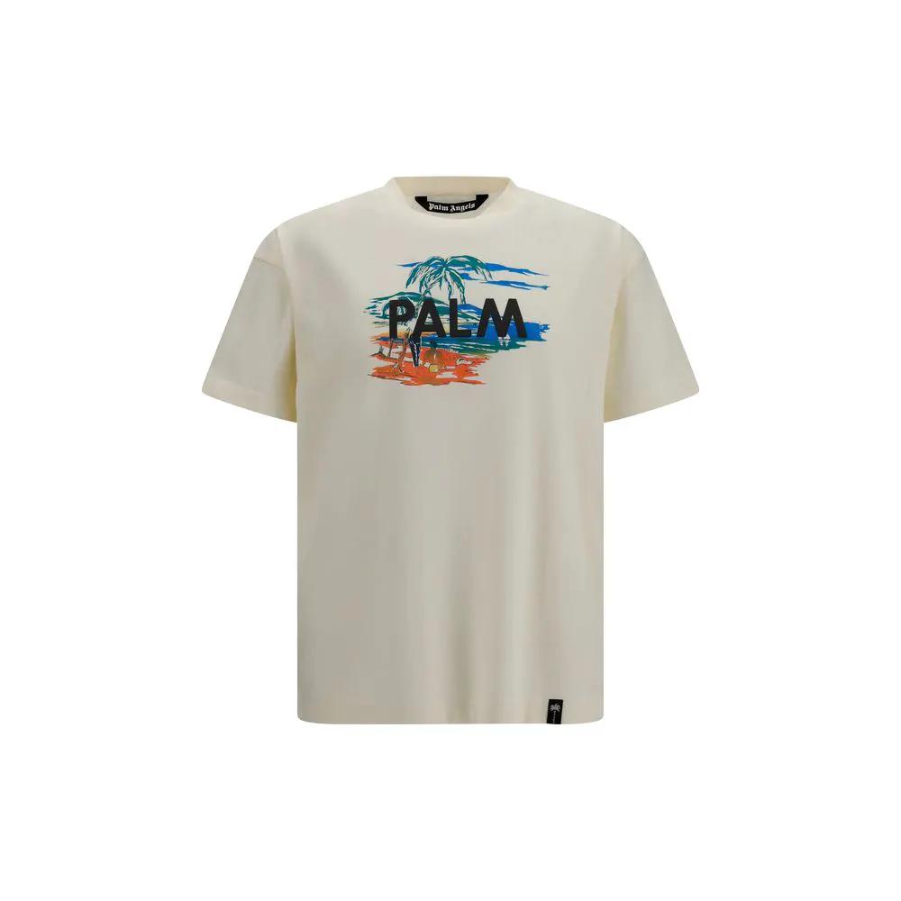 Palm Angels Palm Angels Beige Cotton T-Shirt
