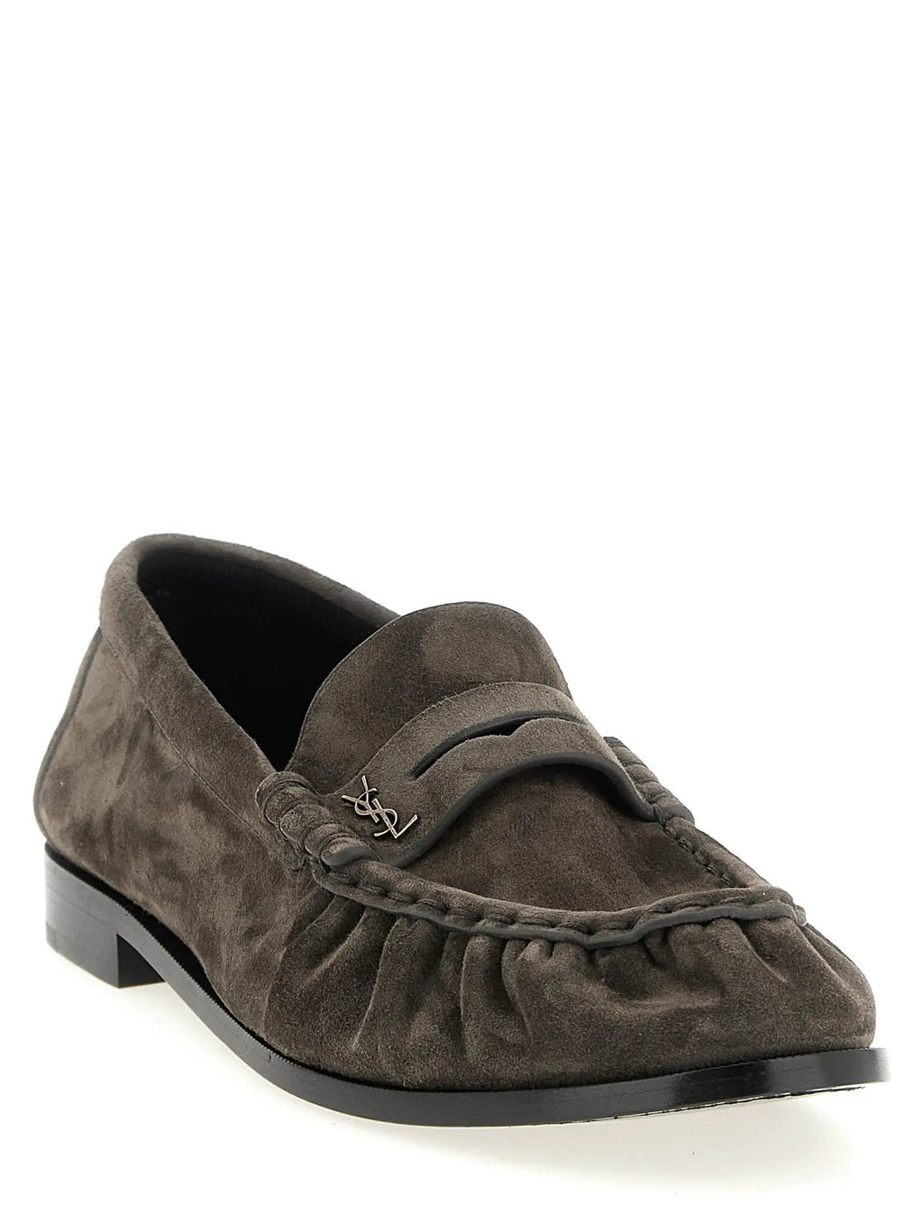 Saint Laurent Brown Calfskin Slip-On Loafers