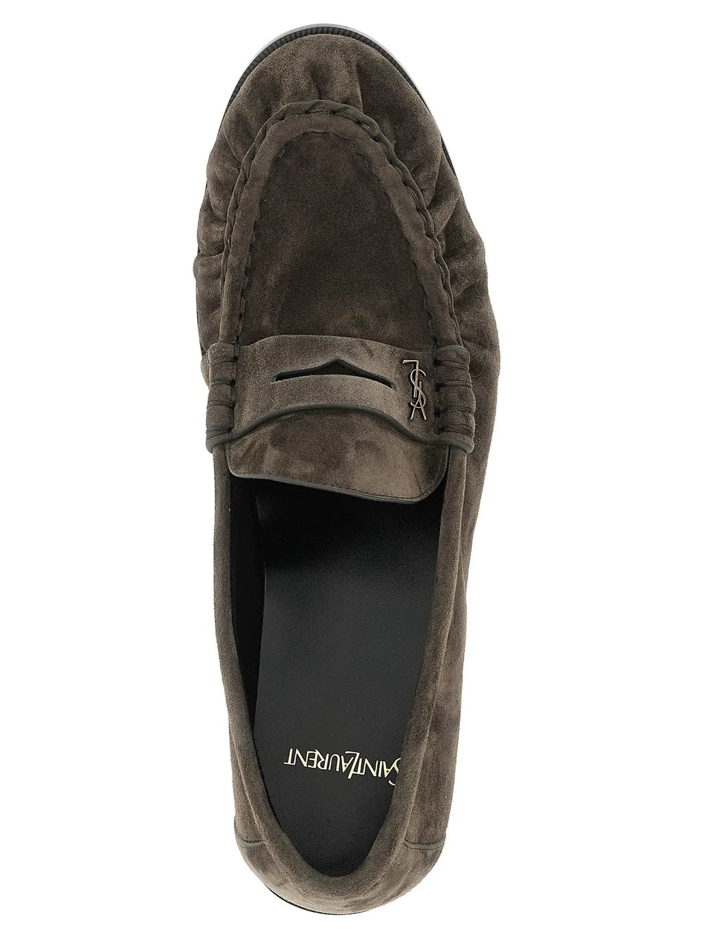 Saint Laurent Brown Calfskin Slip-On Loafers
