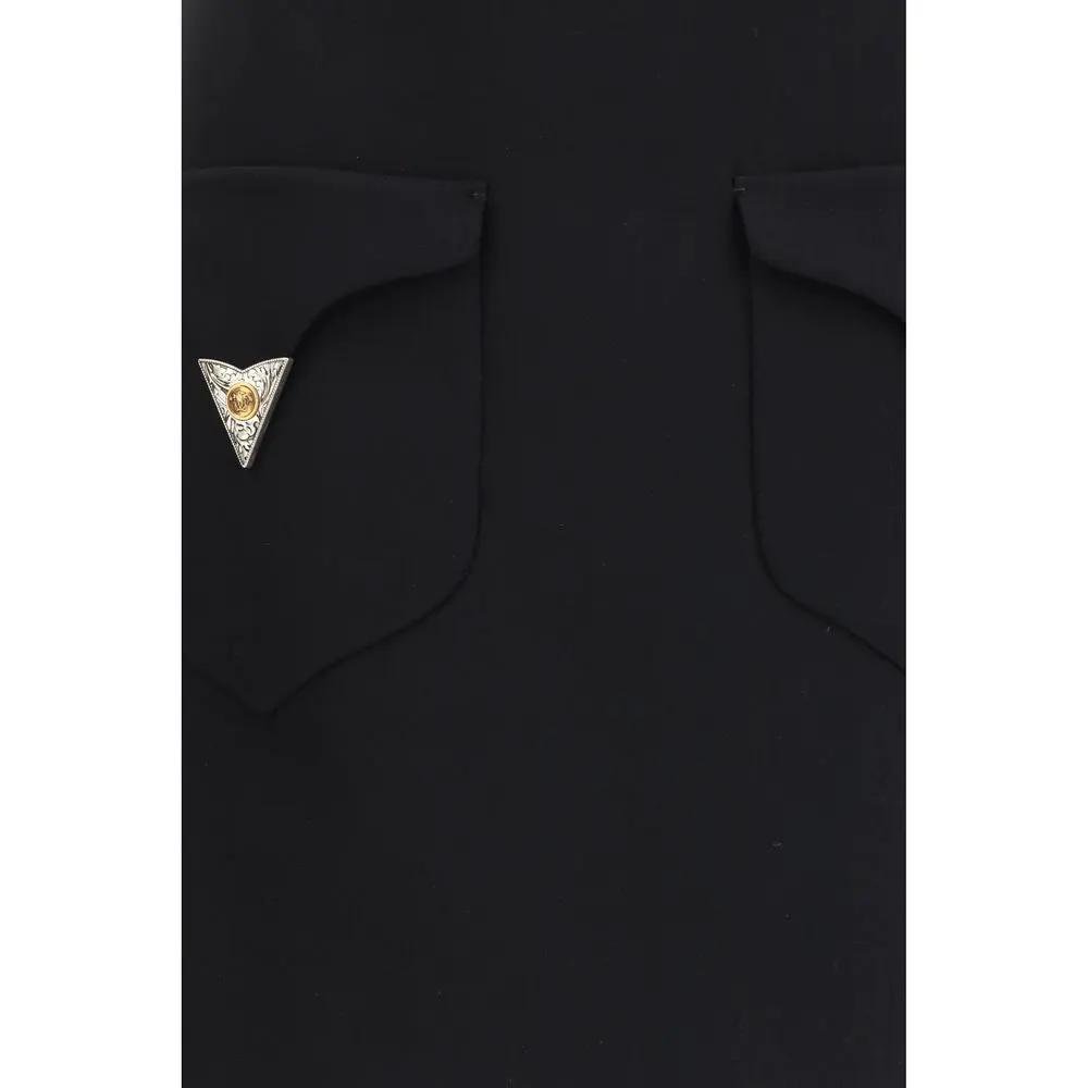 Versace Black Wool Oves Aries Mini Skirt