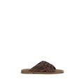 Miu Miu Brown Calf Leather Bos Taurus Flat Sandals