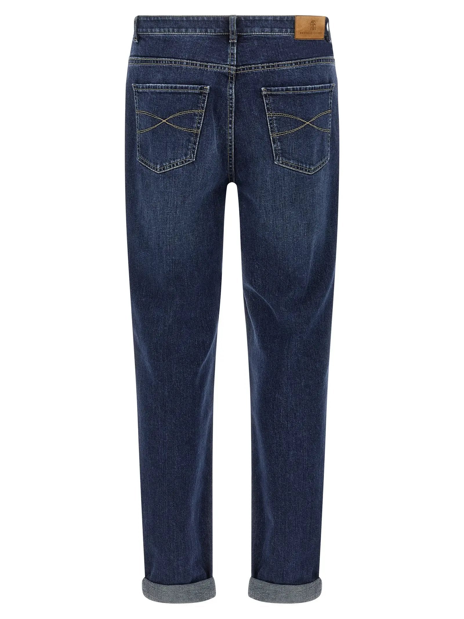 Jean droit en coton bleu Brunello Cucinelli