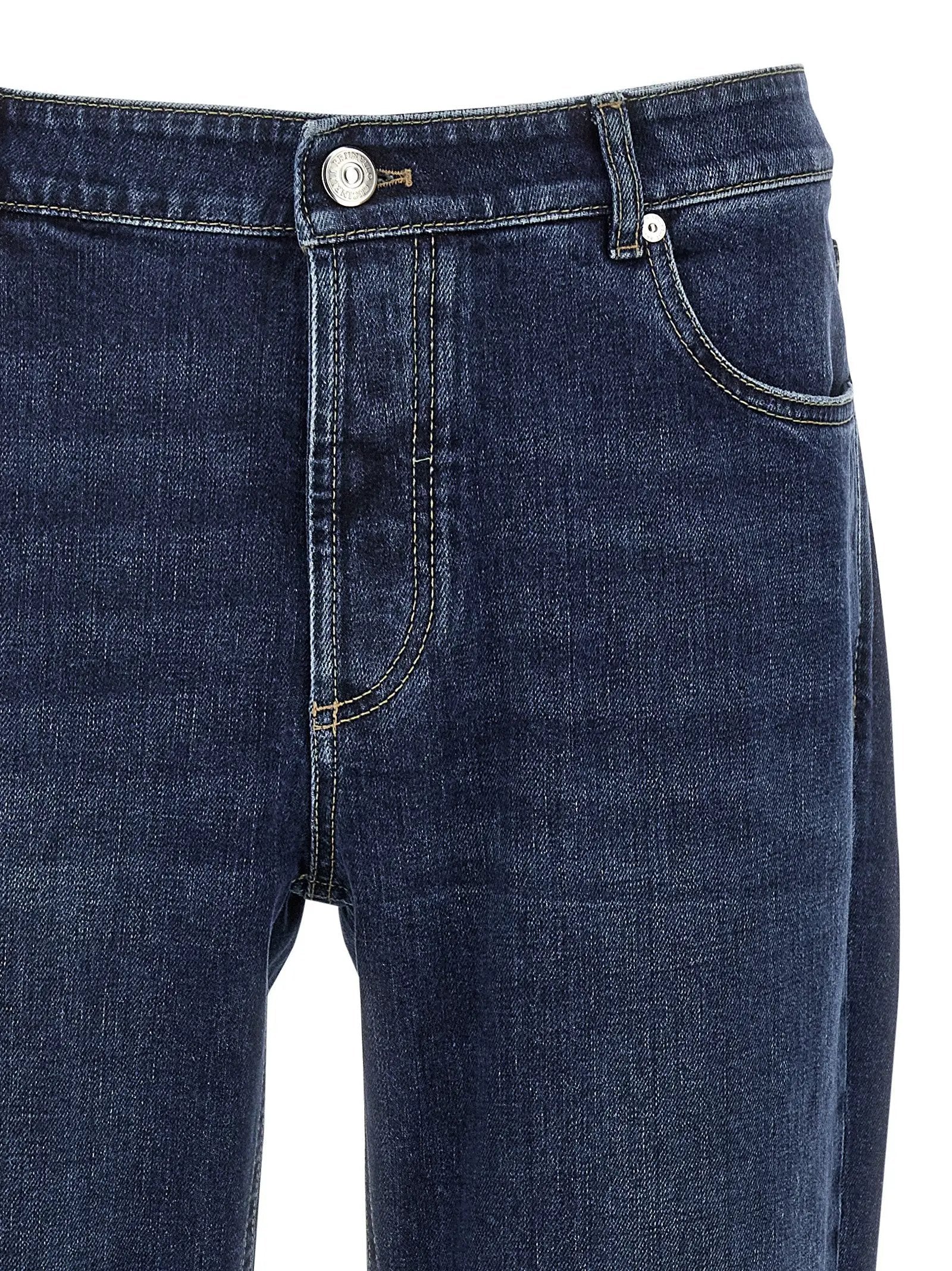 Jean droit en coton bleu Brunello Cucinelli