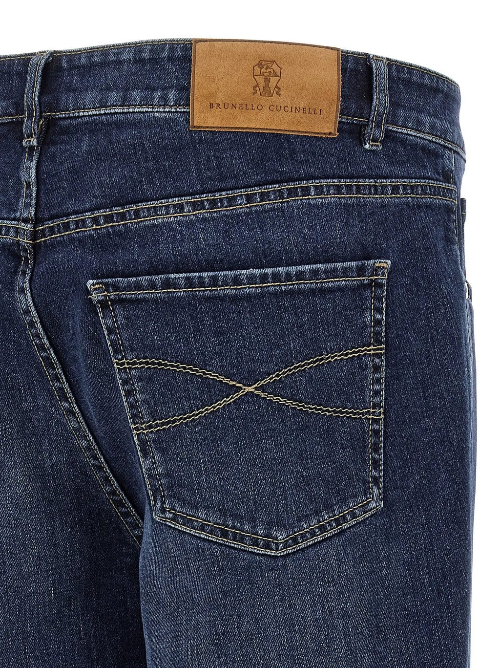 Jean droit en coton bleu Brunello Cucinelli