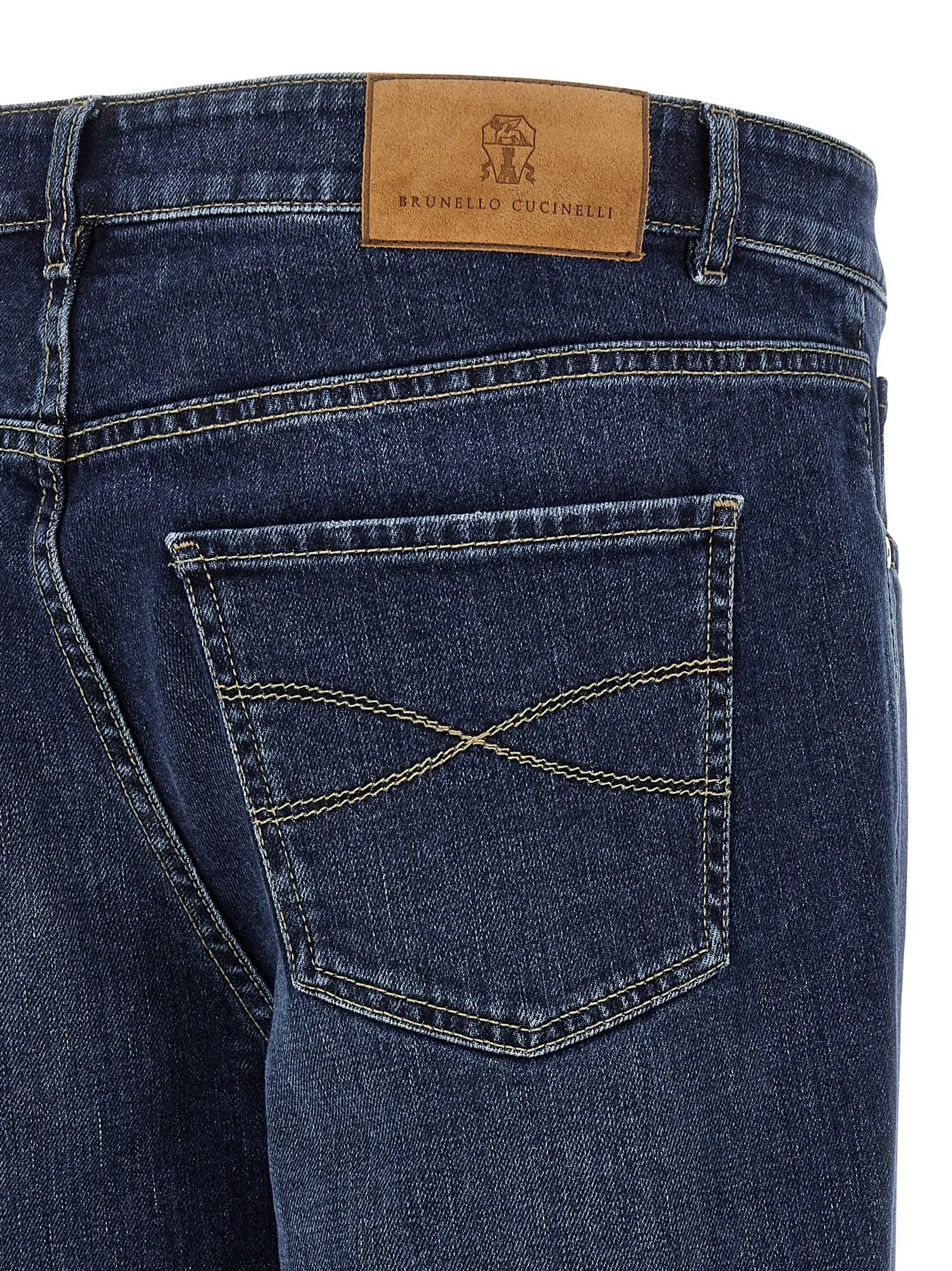 Jean droit en coton bleu Brunello Cucinelli