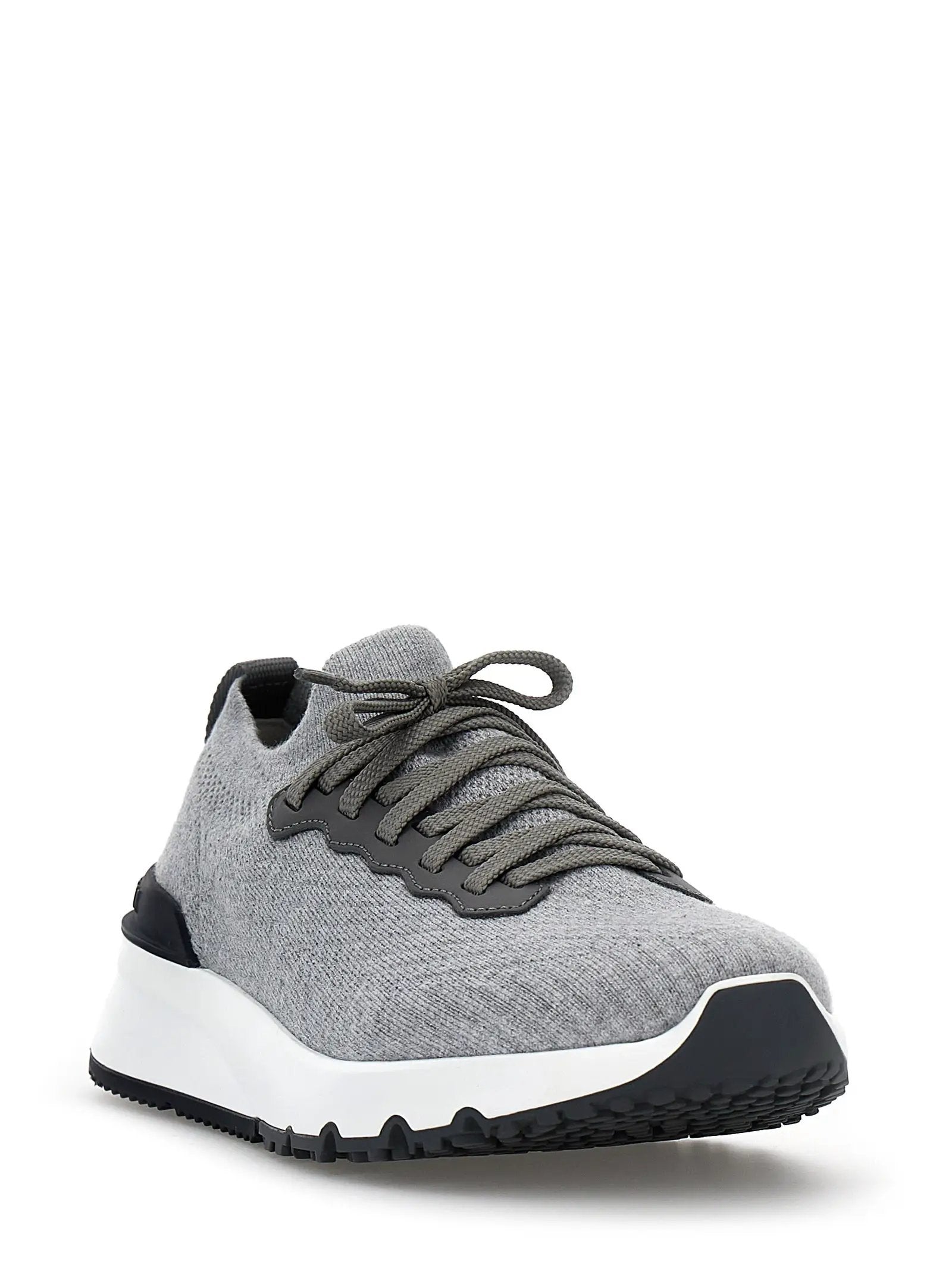 Baskets de sport en coton gris Brunello Cucinelli