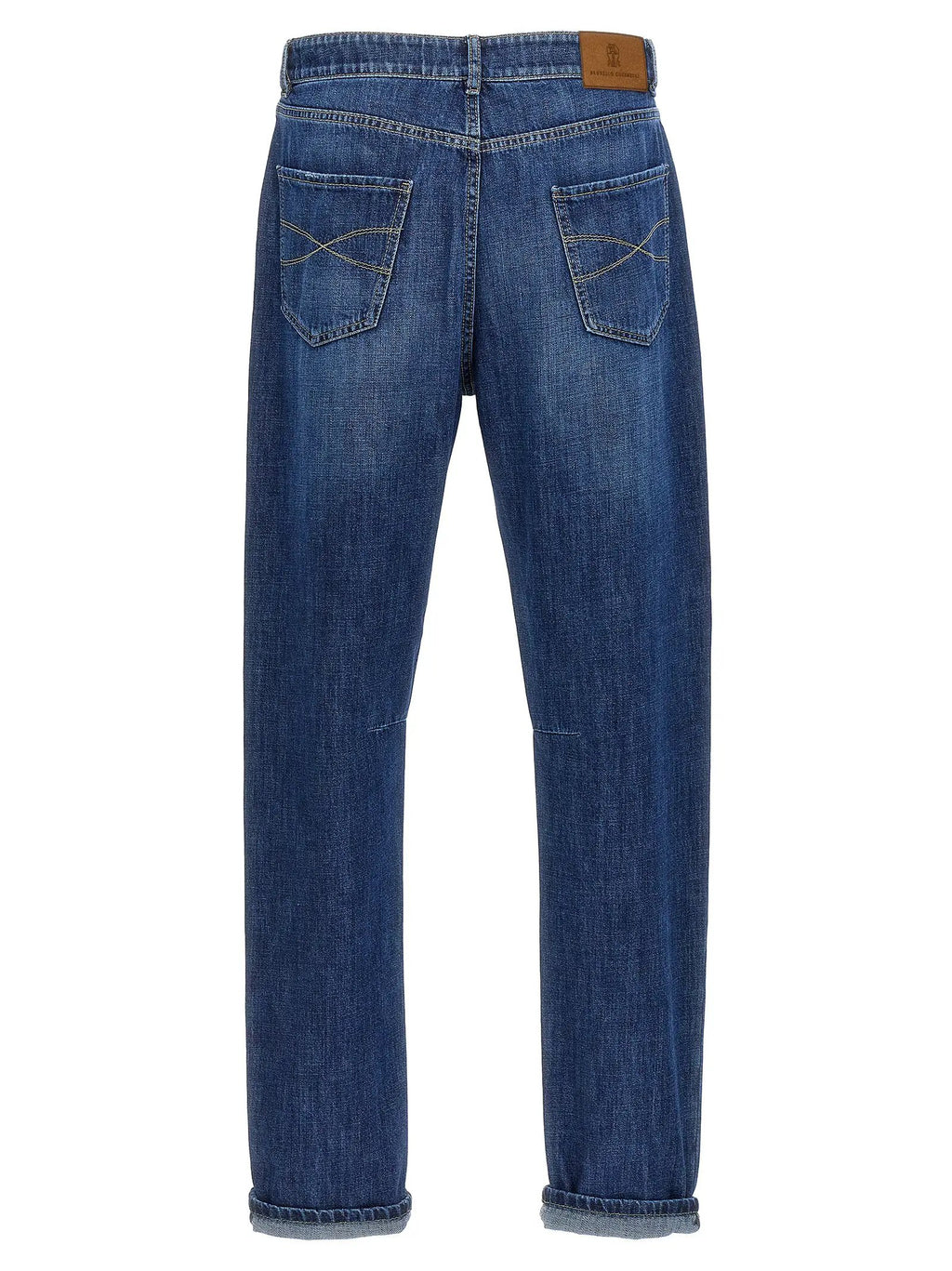 Jean Brunello Cucinelli bleu en coton coupe décontractée