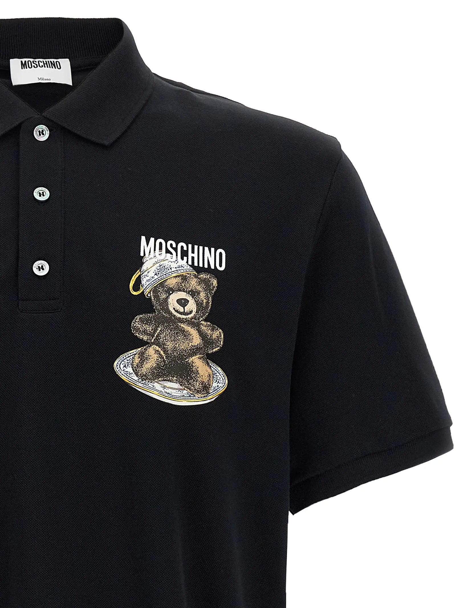 Moschino Black Cotton Polo Shirt