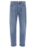 Jean droit en coton bleu Brunello Cucinelli