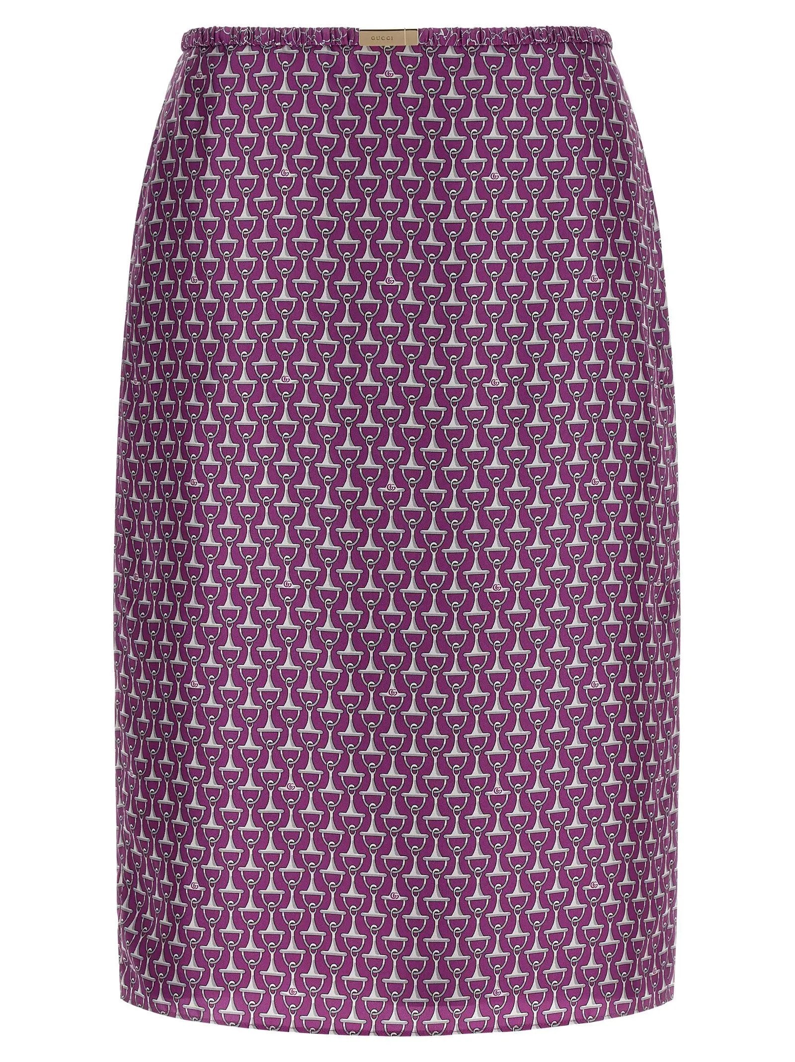 Gucci Purple Silk Midi Skirt