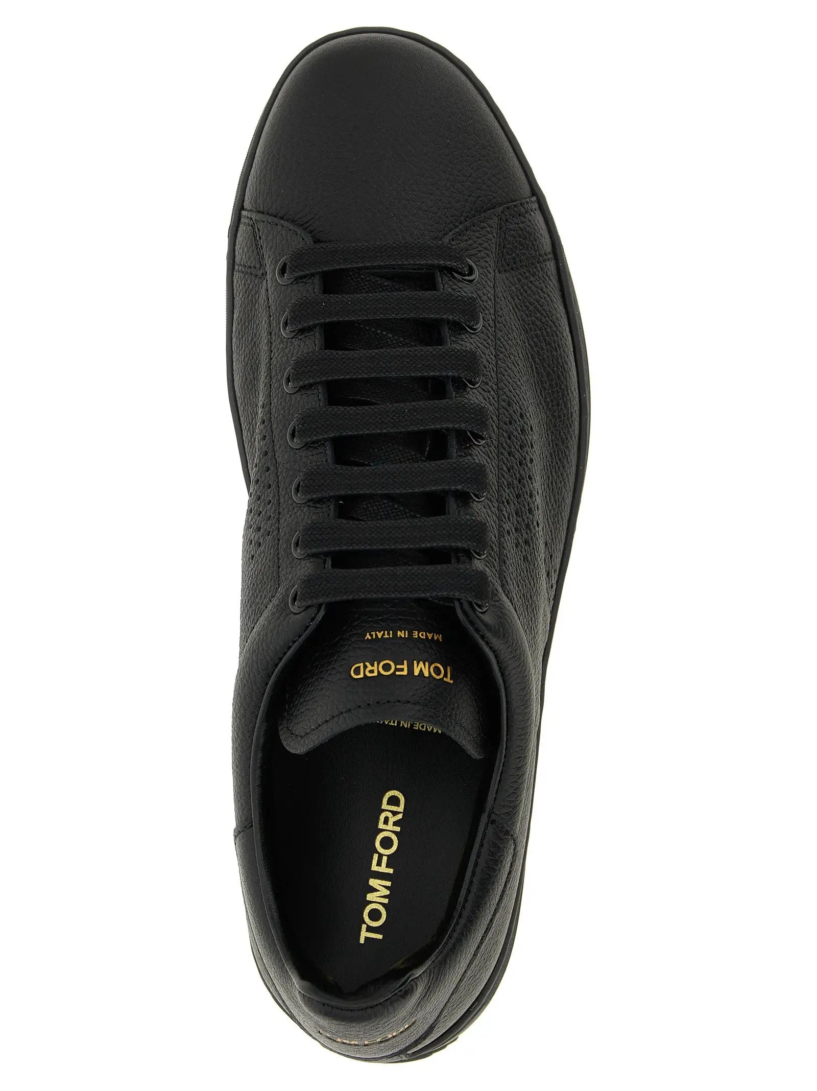 Tom Ford Black Leather Low Top Sneakers