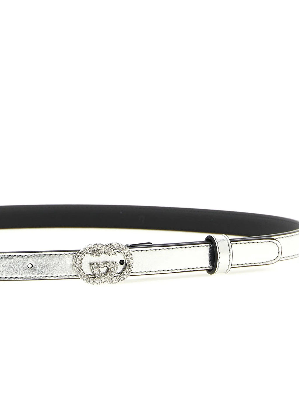 Gucci Silver Calfskin Thin Belt
