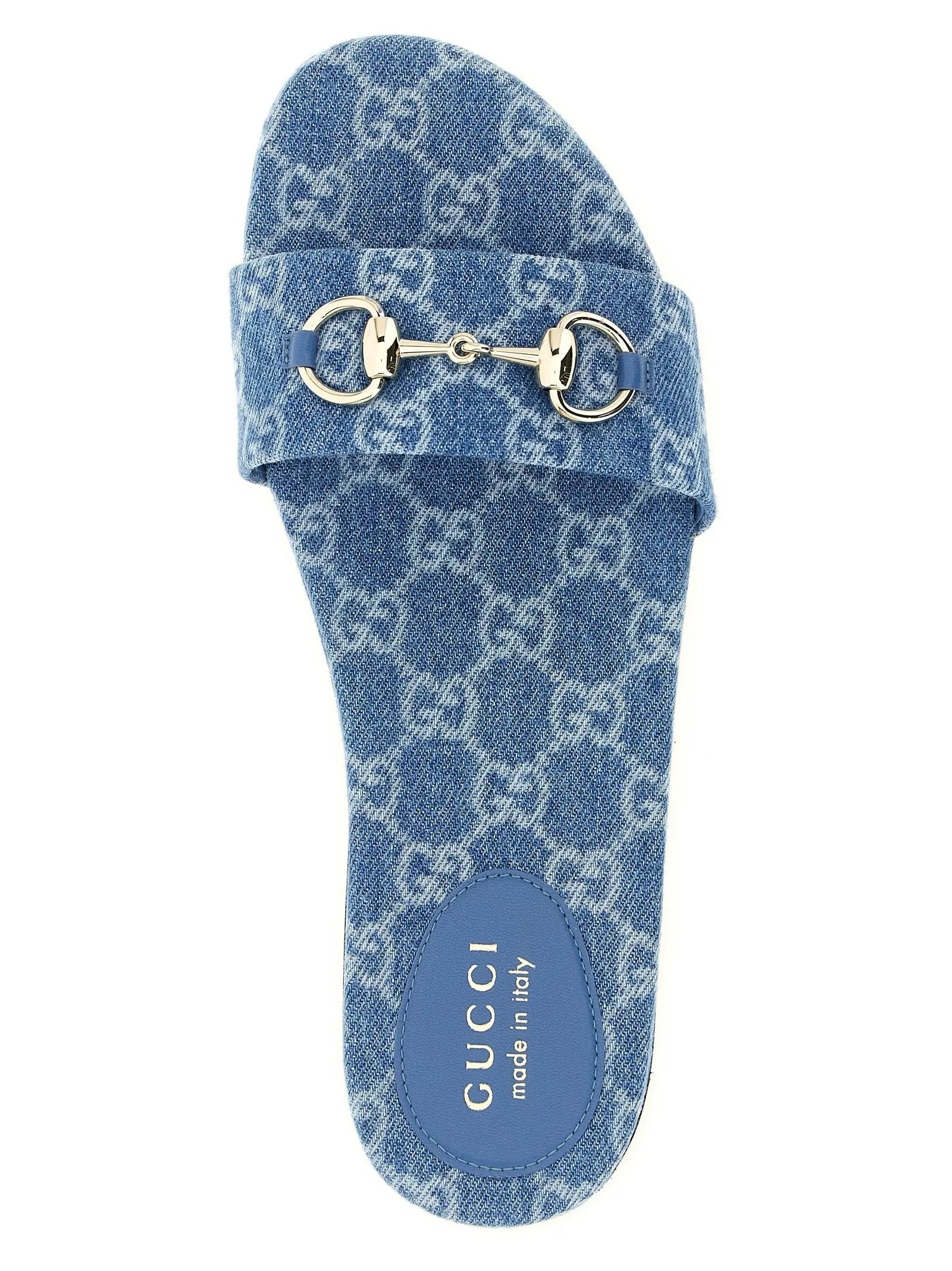 Mules en coton bleu Gucci