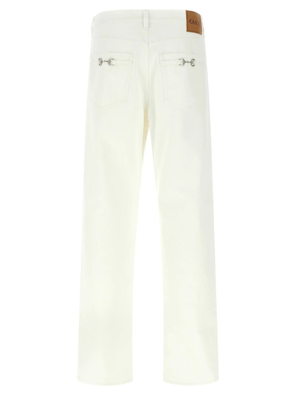 Jeans droits en coton blanc Gucci