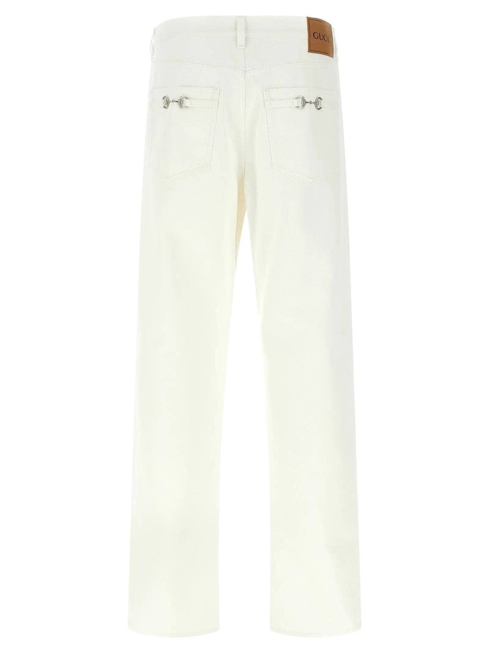 Jeans droits en coton blanc Gucci