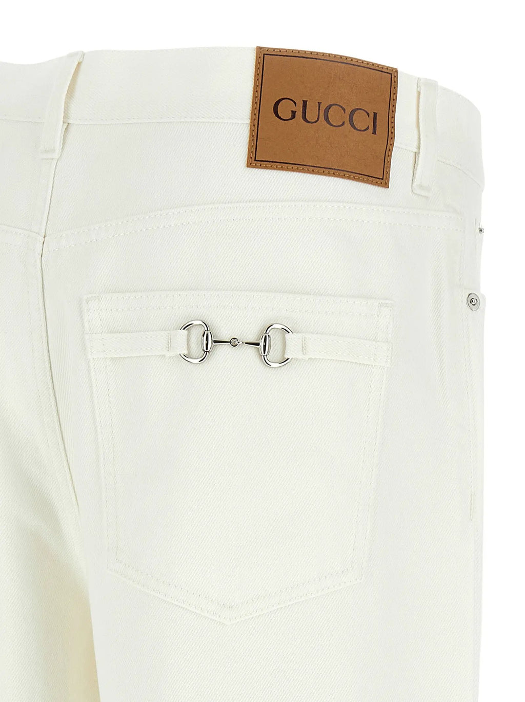 Jeans droits en coton blanc Gucci
