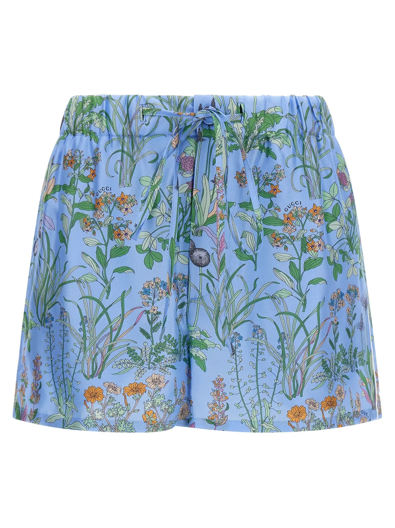 Shorts Bermudas en soie bleue Gucci