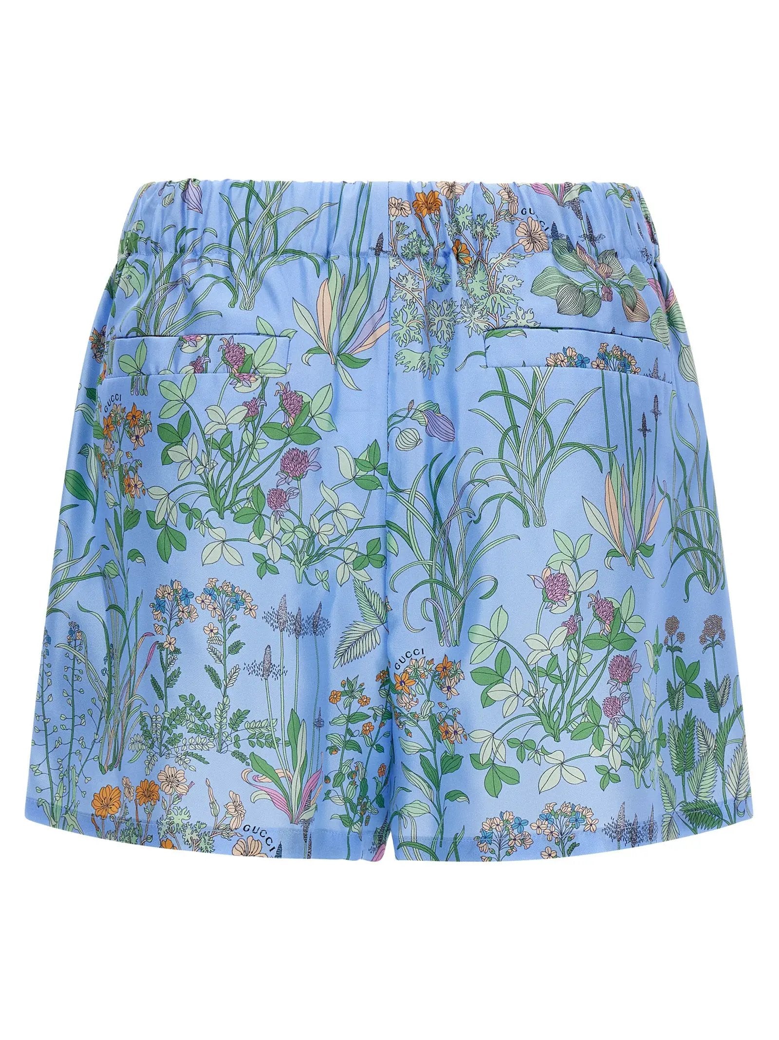 Shorts Bermudas en soie bleue Gucci