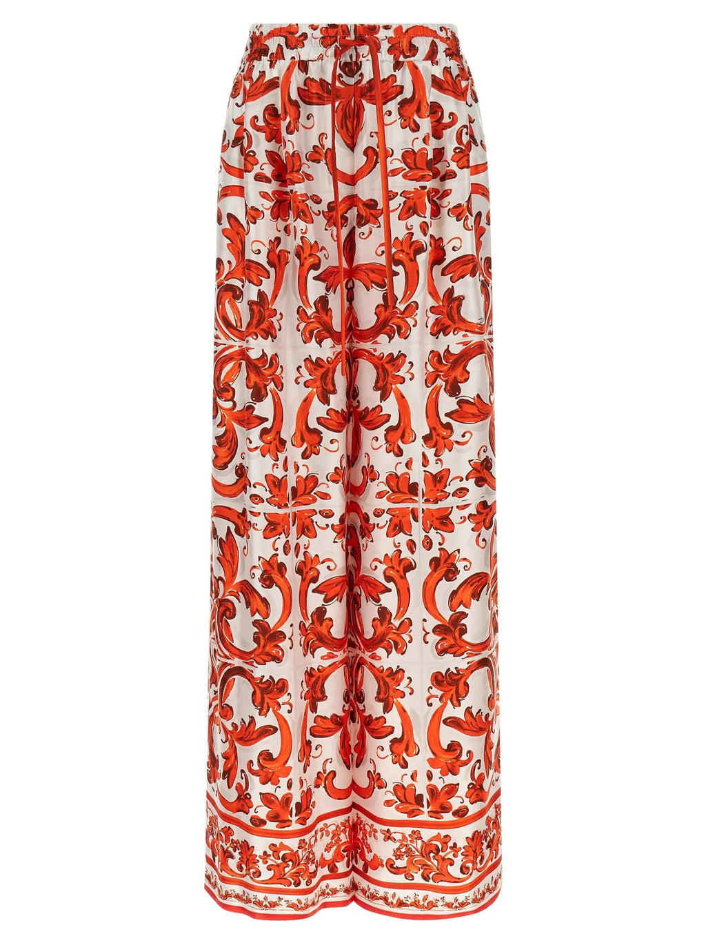 Pantalon évasé en soie orange Dolce & Gabbana