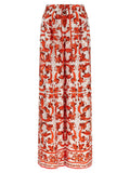 Pantalon évasé en soie orange Dolce & Gabbana