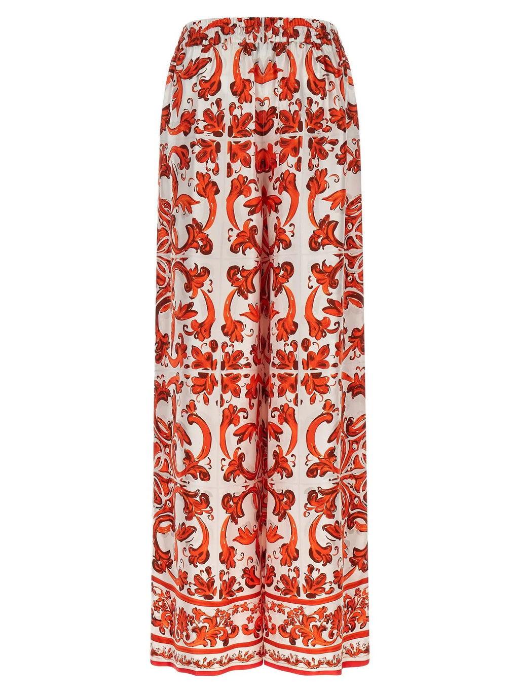 Pantalon évasé en soie orange Dolce & Gabbana