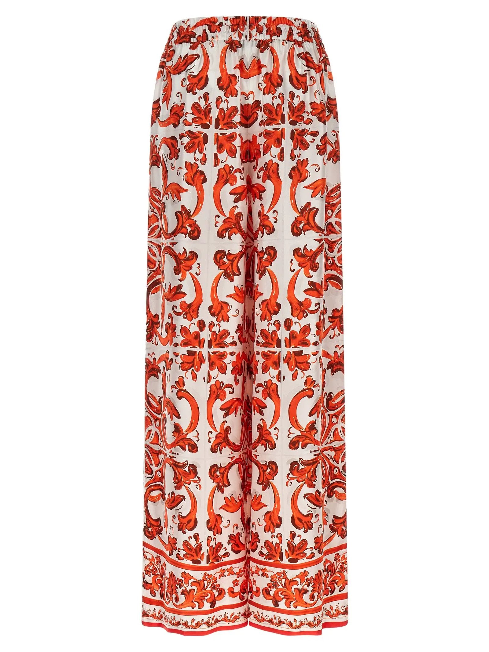 Pantalon évasé en soie orange Dolce & Gabbana