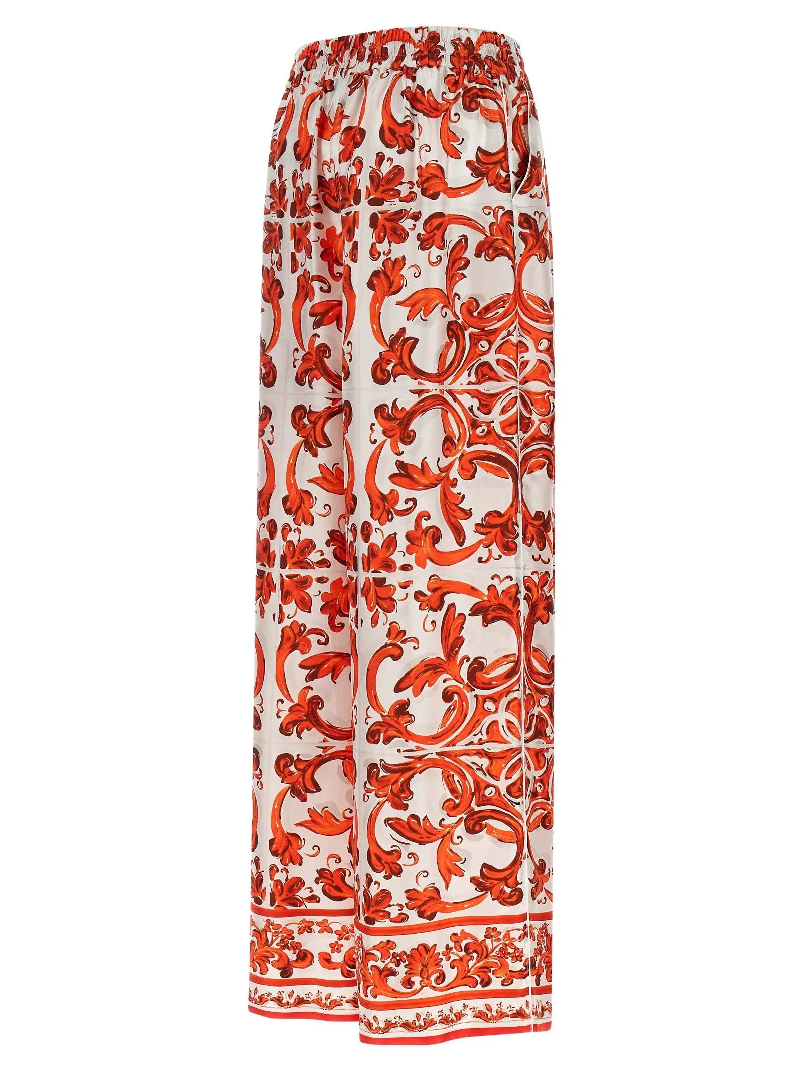 Pantalon évasé en soie orange Dolce & Gabbana